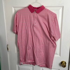 Peter Millar Pink/ White Striped Polo Medium